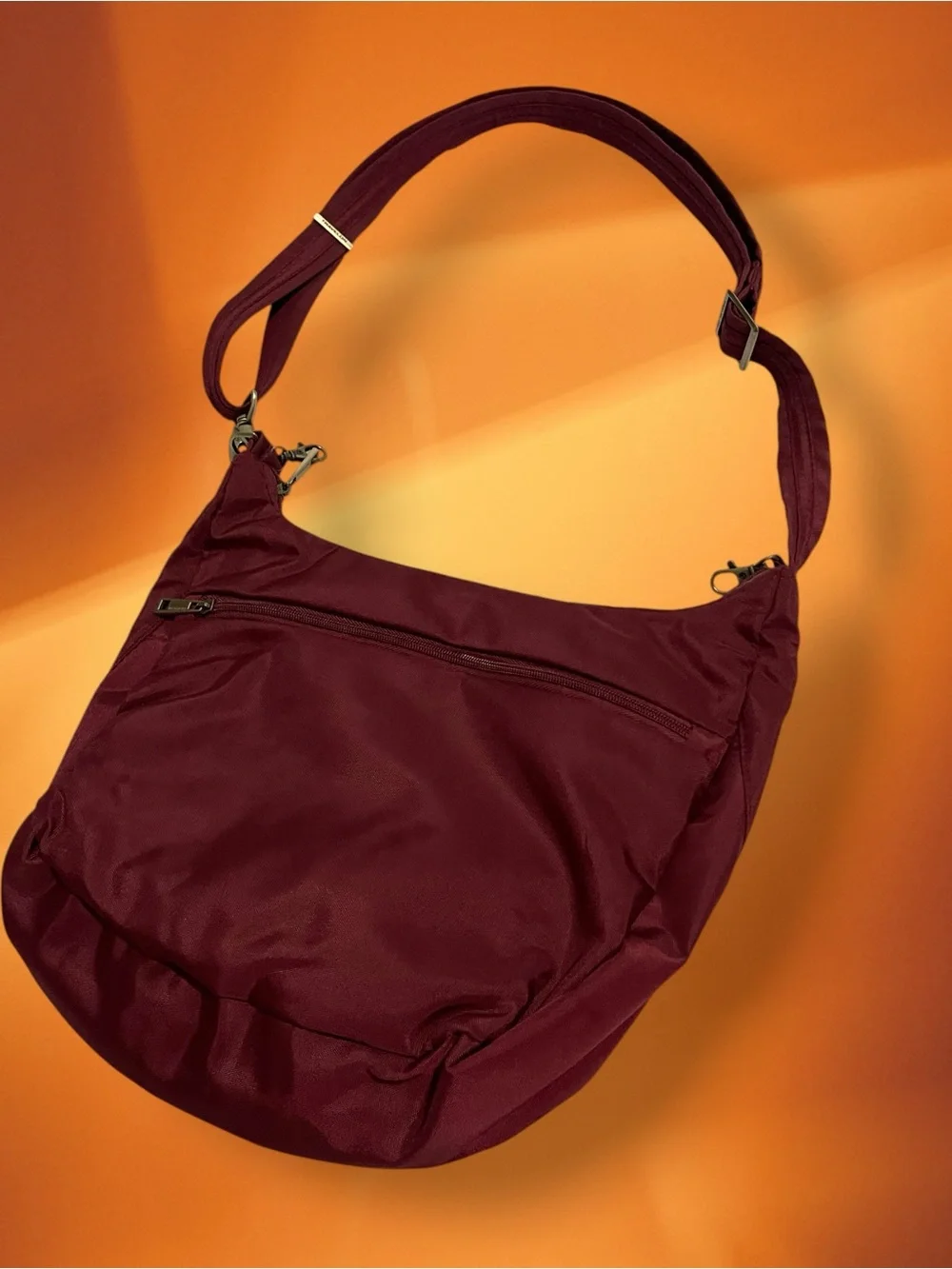 Travelon Anti-Theft Classic Hobo Crossbody Bag & RFID Wallet Set Wine Burgundy